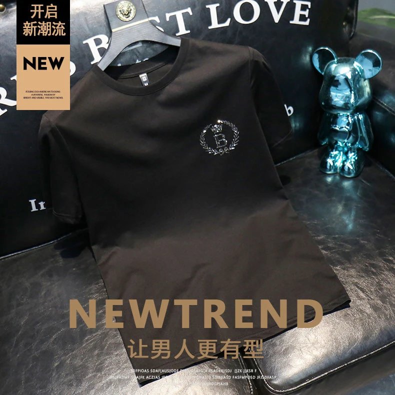 Design Embroidered Crest Logo Black T-Shirt Tops.t Shirts - 2