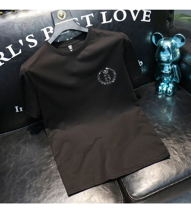 Design Embroidered Crest Logo Black T-Shirt Tops.t Shirts - 7