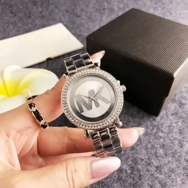 Michael Kors MK Logo Crystal-Embellished Silver Watch Watches - 4