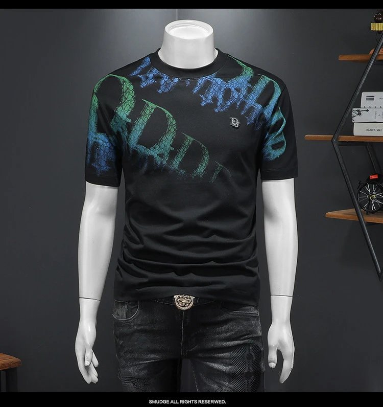 Design Graphic Print Crocodile Texture Black T-Shirt - 6