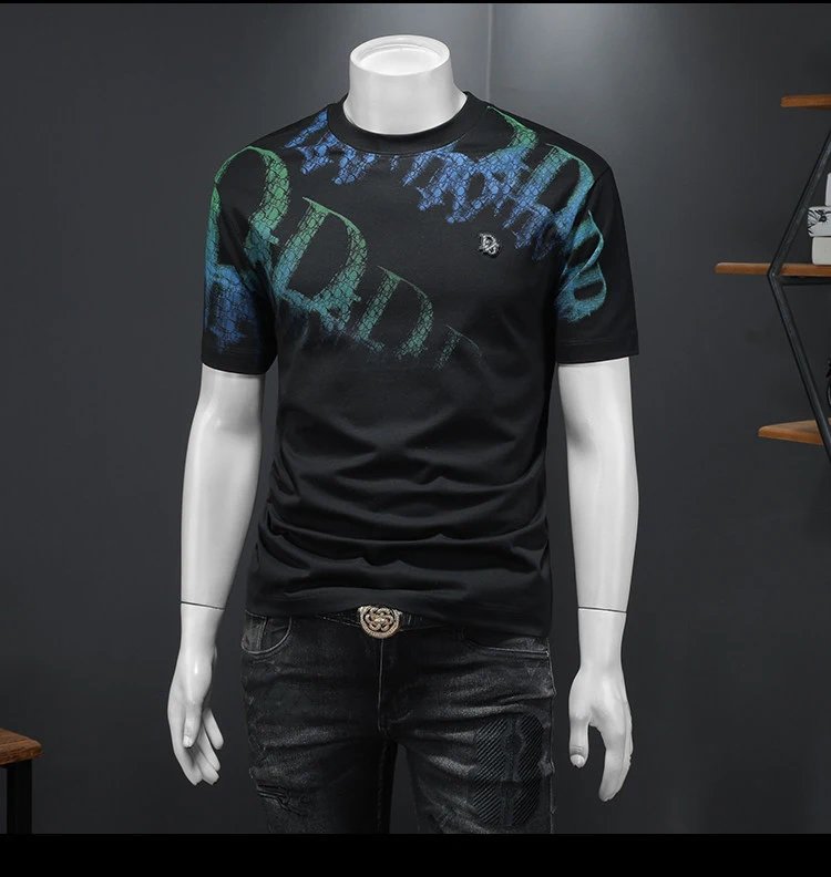 Design Graphic Print Crocodile Texture Black T-Shirt - 7