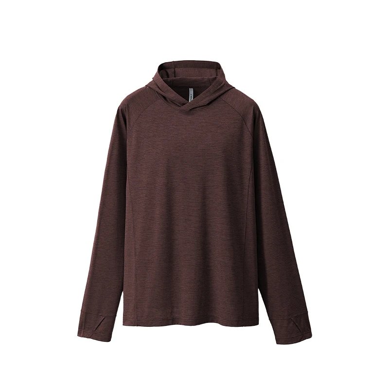 Lightweight Hooded Long-Sleeve Top Brown