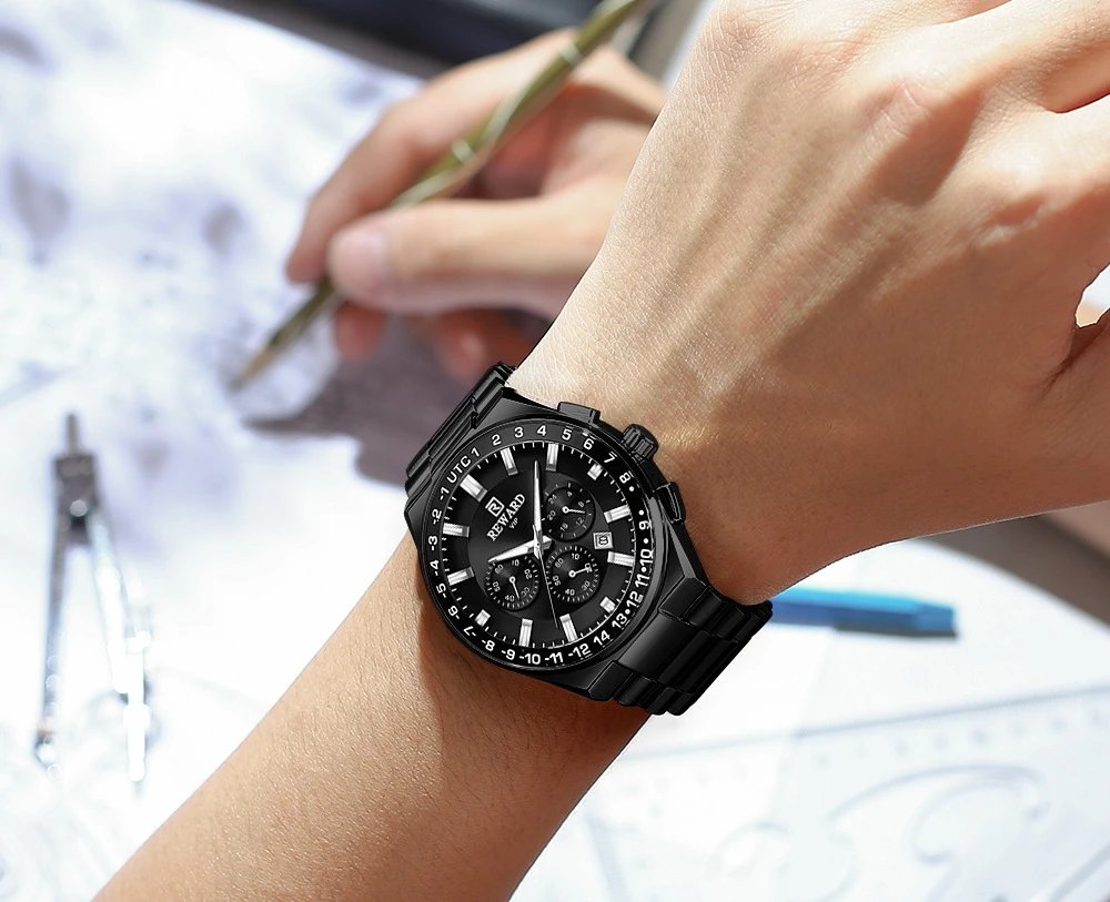 Design Reward VIP Chronograph Gold Blue Watch Watches - 9