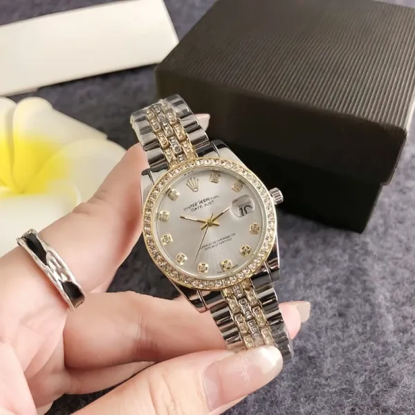 Rolex Oyster Perpetual Datejust Pink Dial Diamond Bezel Stainless Steel Watch Watches - 11