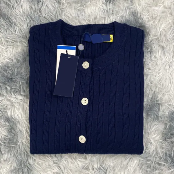 Design Navy Cable Knit Button-Front Cardigan - 1