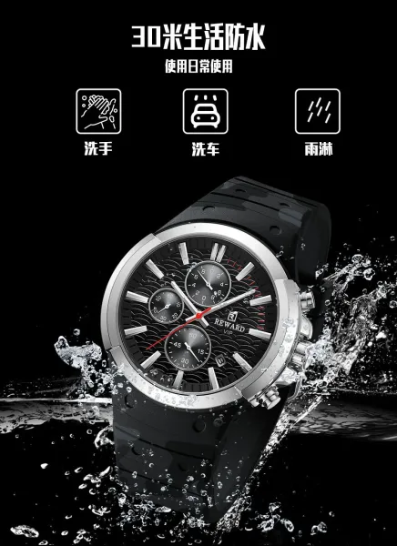 Design Reward VIP Chronograph Black and Rose Gold Watch Watches - 10