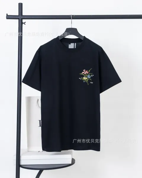 Dior Floral Embroidery Black T-Shirt - 1