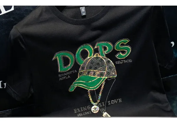 Design Dops Graphic Embellished Black T-Shirt - 15