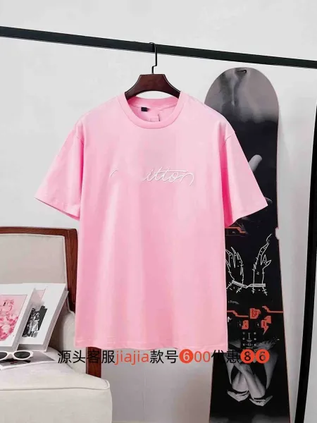 Design Embroidered Script Logo Pink T-Shirt - 1
