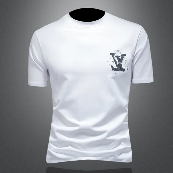 Louis Vuitton LV Monogram Distressed Print White T-Shirt Tops.t Shirts - 1