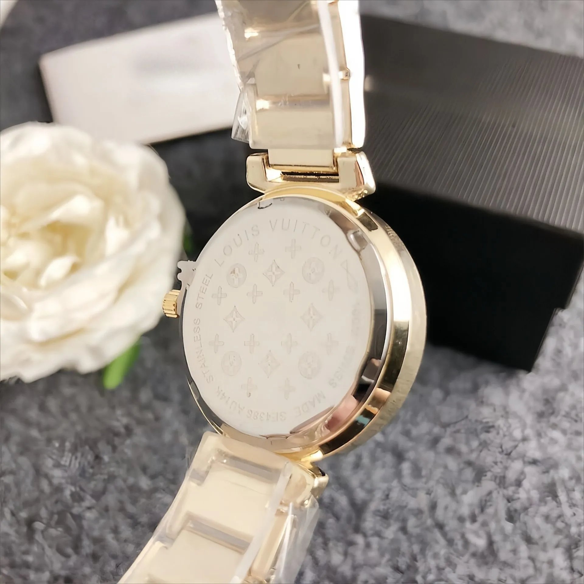 Louis Vuitton Monogram Crystal Dial Gold-Tone Quartz Watch Watches - 7