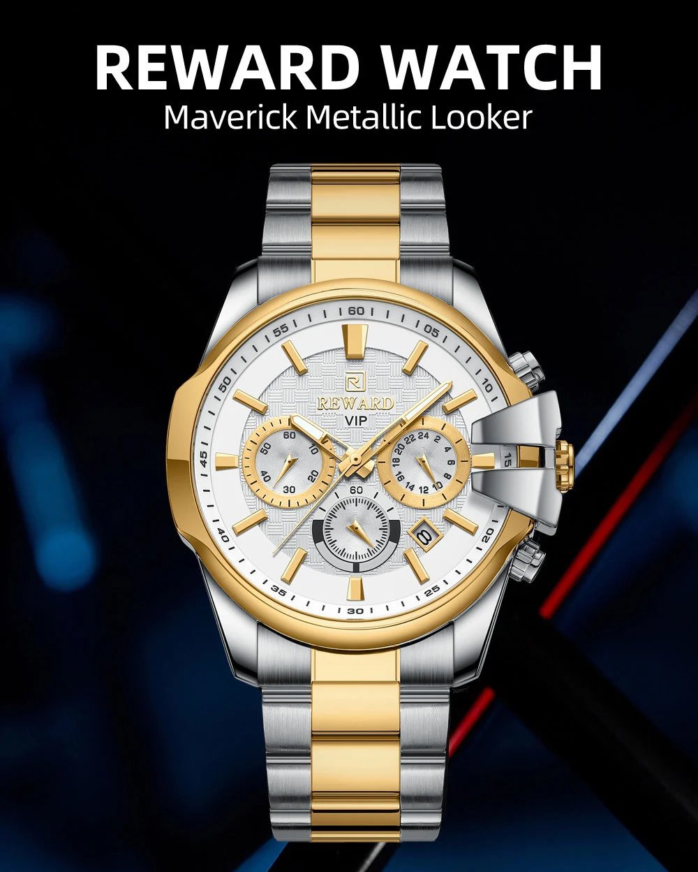 Design Reward VIP Chronograph Navy Blue and Rose Gold Watch Watches - 3