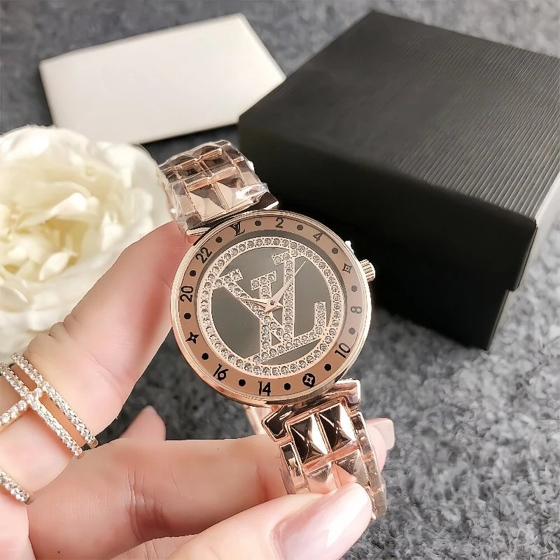 Louis Vuitton Monogram Crystal Dial Gold-Tone Quartz Watch Watches - 5
