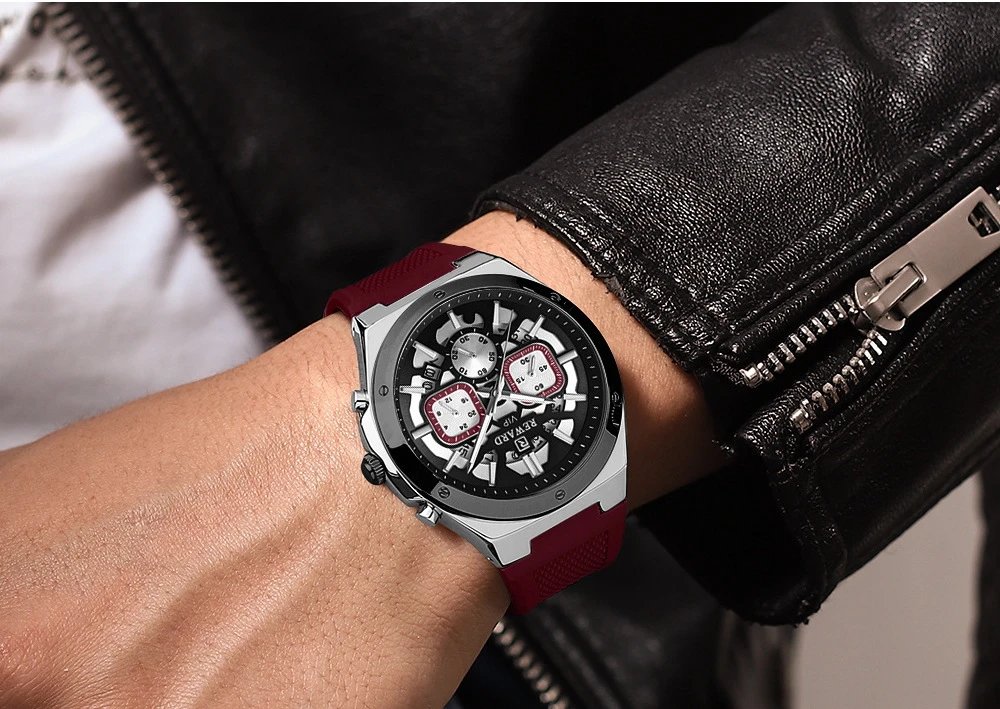 Design Reward VIP Chronograph Black Silicone Strap Watch Watches - 14