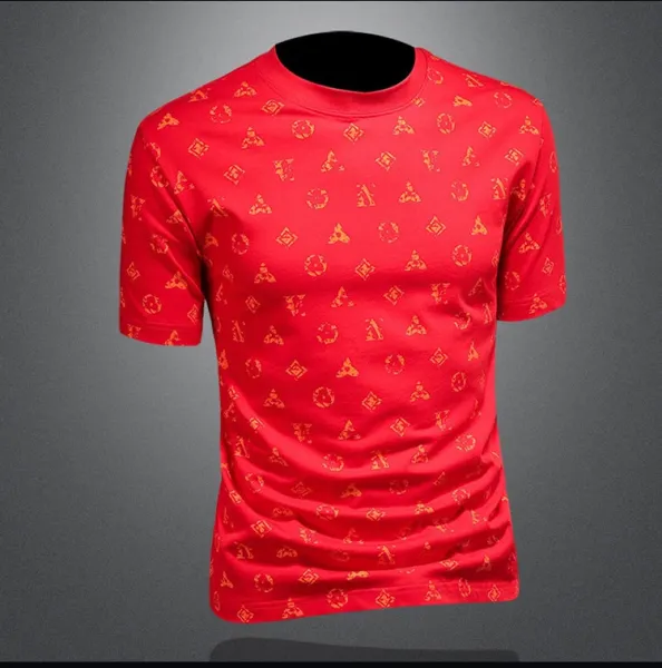 Design All-Over Print Orange Geometric Pattern Gray T-Shirt - 11