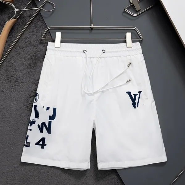 Design Logo-Print Drawstring Waist Shorts White - 1