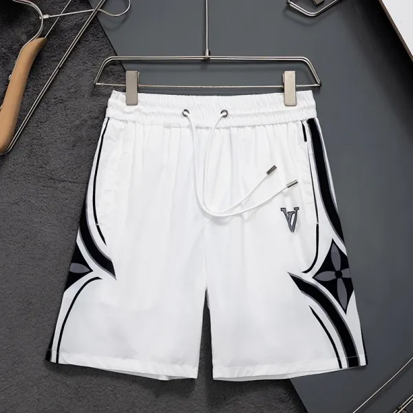 Design Graphic Print Drawstring Shorts White / Black - 1
