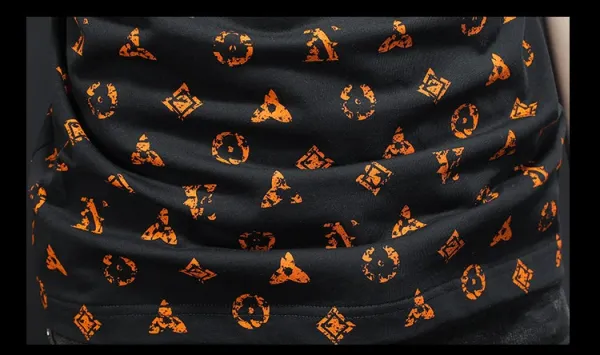 Design All-Over Print Orange Geometric Pattern Gray T-Shirt - 23