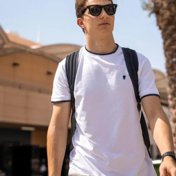 Design Classic Crew Neck T-Shirt Navy with Contrast Trim - 3
