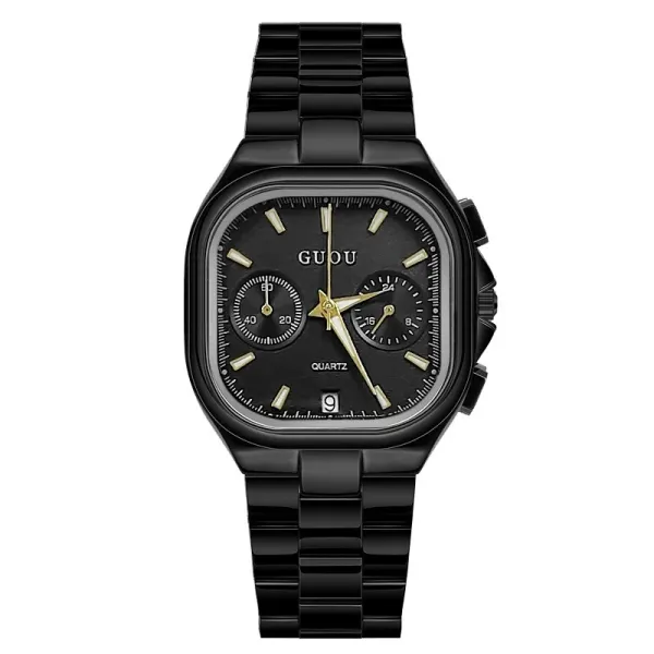 Design GUOU Chronograph Black Ceramic Quartz Watch Watches - 1