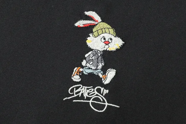 Design Rabbit Graffiti Print Oversized Black T-Shirt - 14