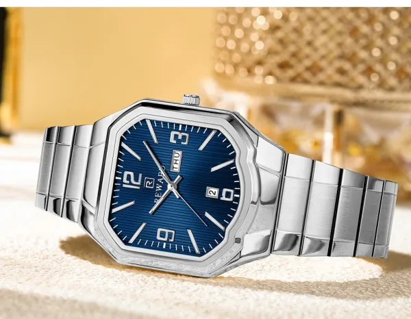 Design Reward Octagon Blue Dial Stainless Steel Watch Watches - 13