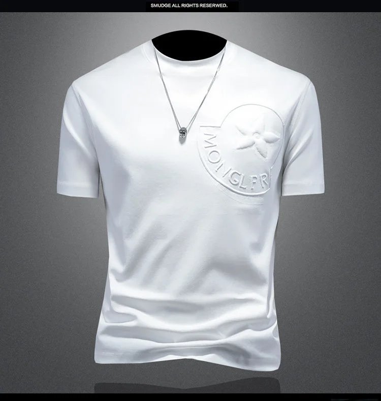 Moncler Logo Embossed White T-Shirt - 9