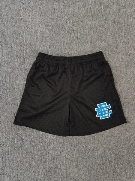 Design Mesh Shorts Black with Blue Logo - 1
