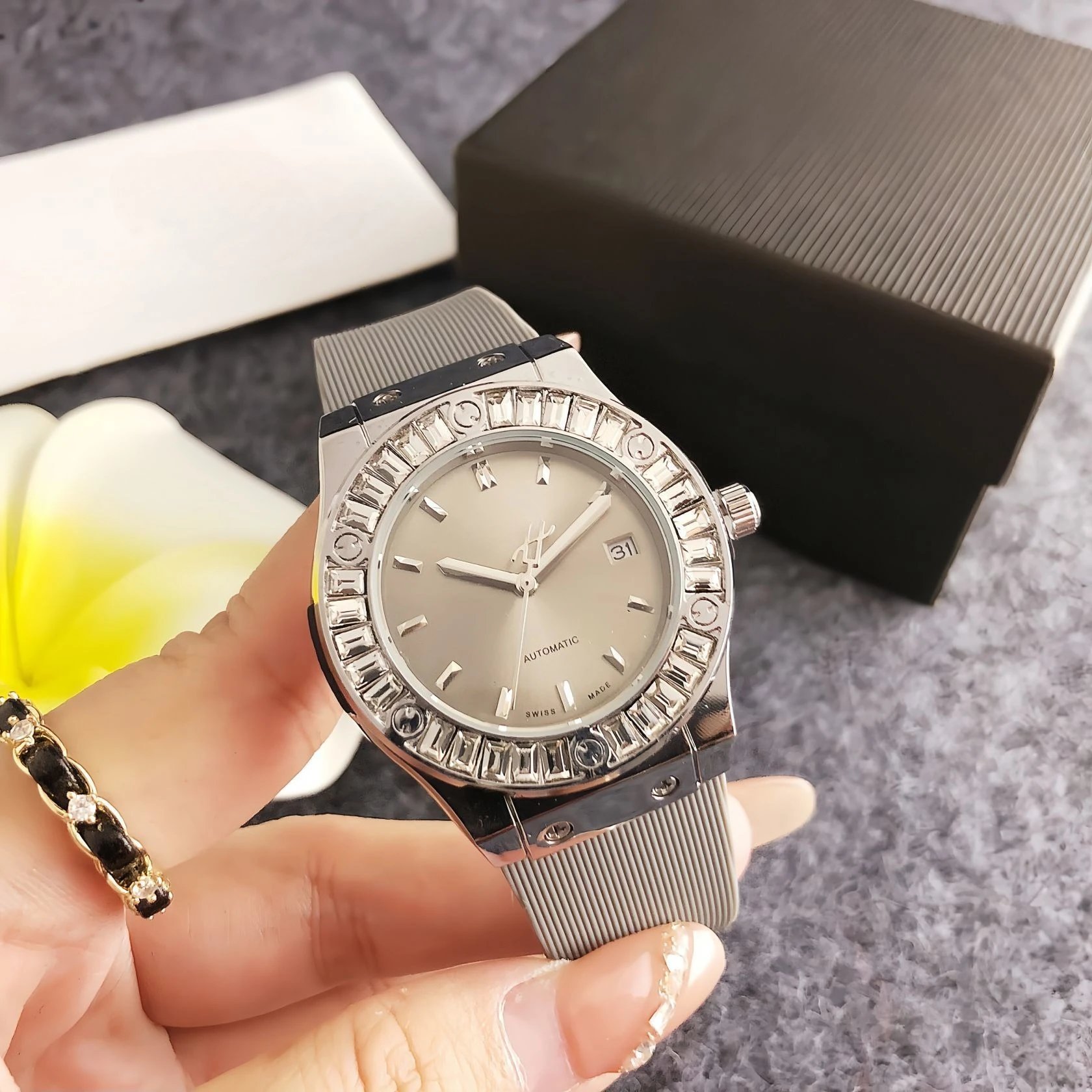 Hublot Classic Fusion Automatic Silver Dial with Baguette-Cut Crystal Bezel Watch Watches