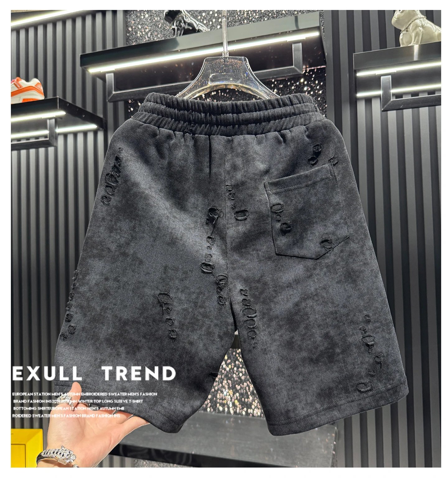Chrome Hearts x Custom Embroidered Distressed Corduroy Shorts Black - 10