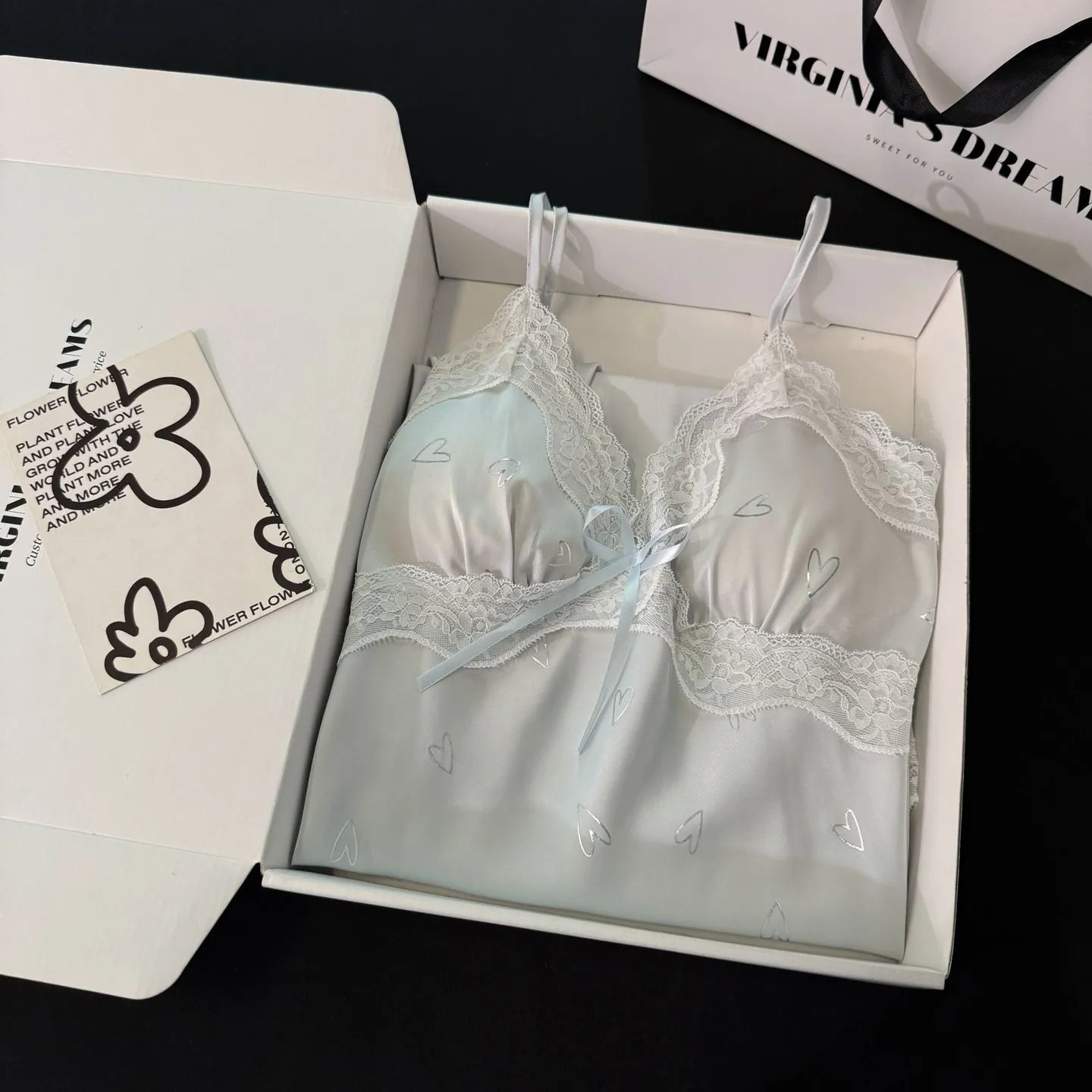 Design Virginia's Dreams Butterfly Lace Trim Satin Slip Dress Sleepwear - 25