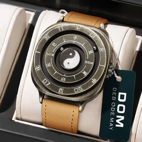 Design DOM Yin Yang Chronograph Tan Leather Watch Watches - 1