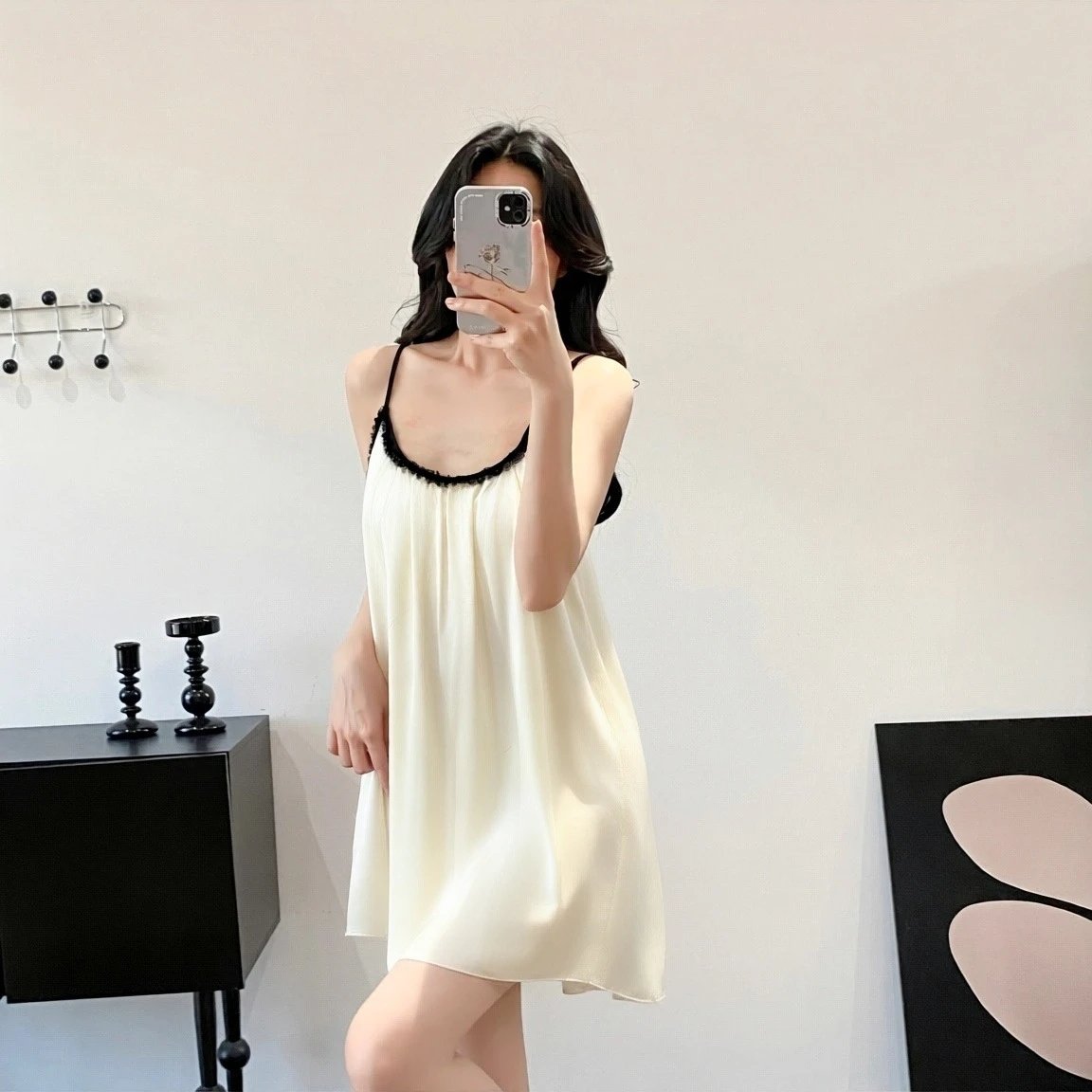 Design Lace-Trimmed Satin Slip Dress in Lilac Sleepwear - 8