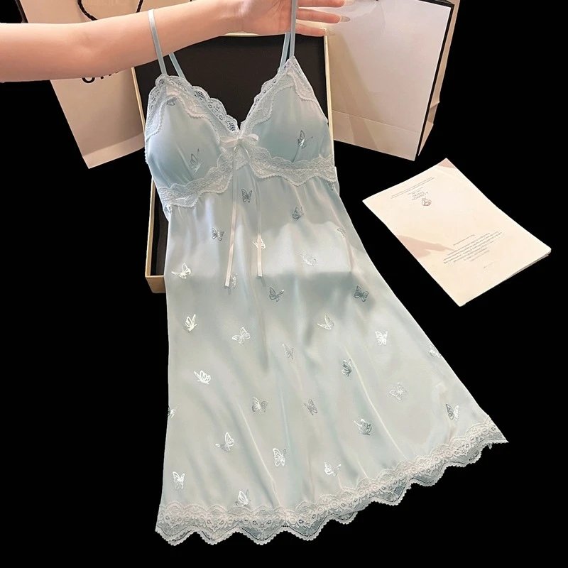 Design Butterfly Lace Chemise in Mint Green Sleepwear - 4
