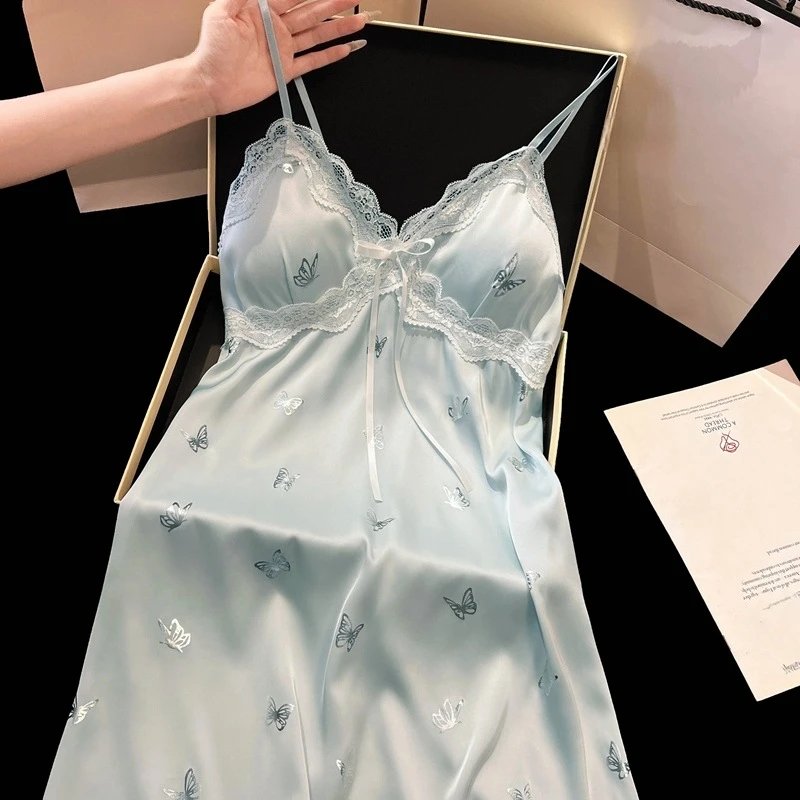 Design Butterfly Lace Chemise in Mint Green Sleepwear - 6