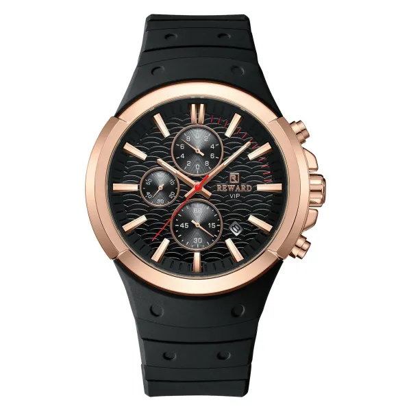 Design Reward VIP Chronograph Black and Rose Gold Watch Watches - 1
