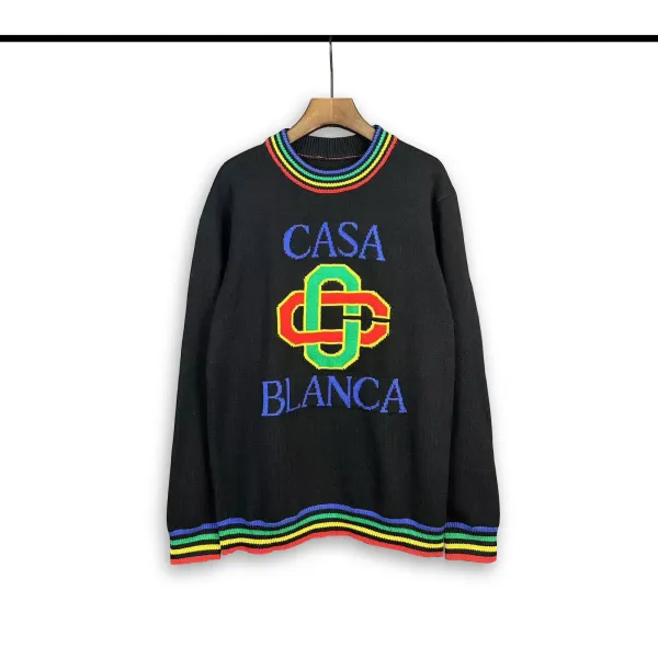 Casablanca Embroidered V-Neck Cardigan Black with Mint Trim - 18