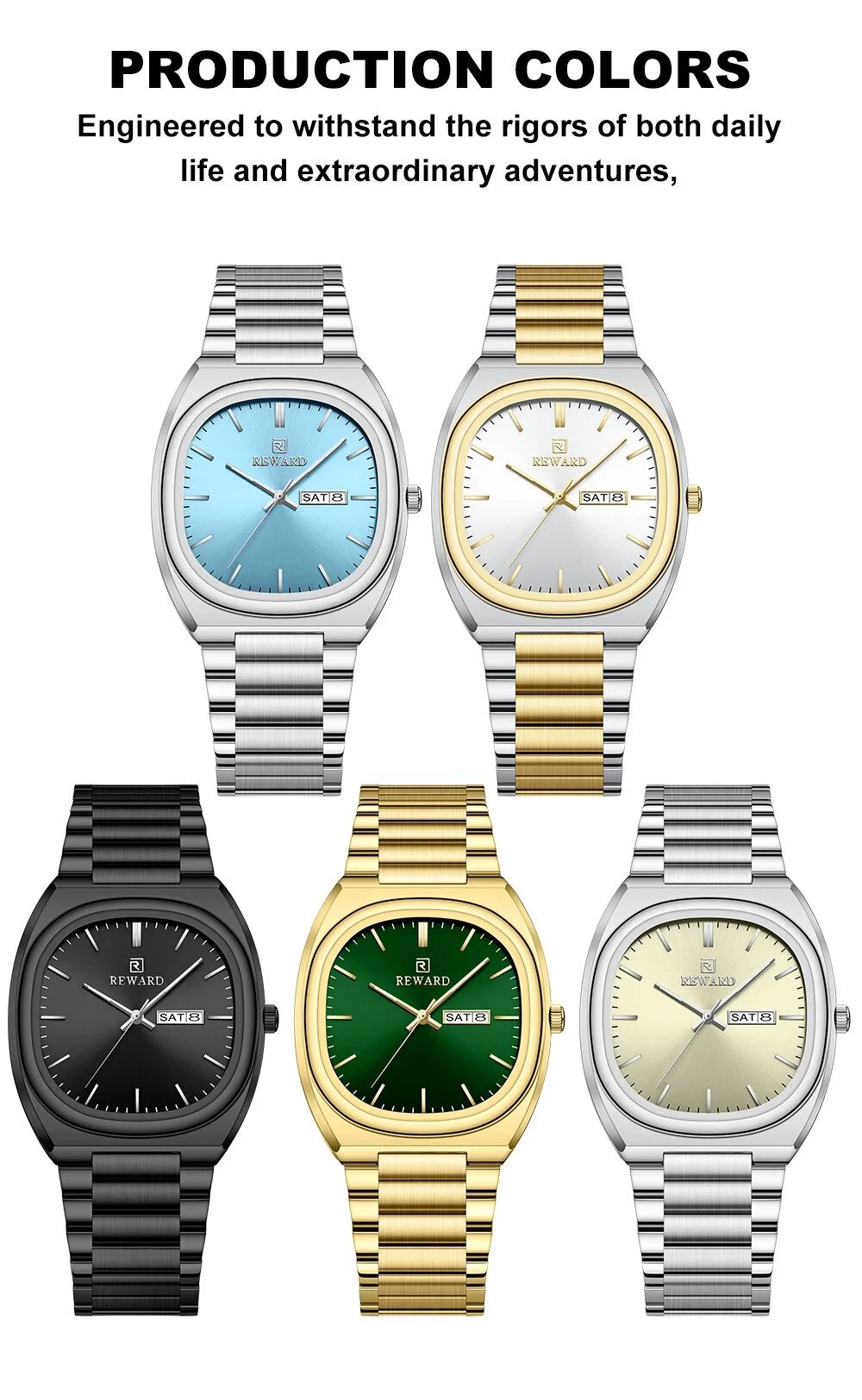 Design Reward Classic Oval Silver Watch with Champagne Dial Watches - 11