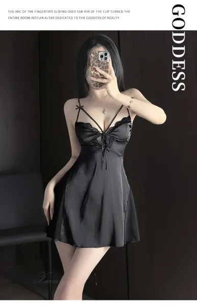 Design Pink Lace-Trimmed Satin Slip Dress Sleepwear - 20