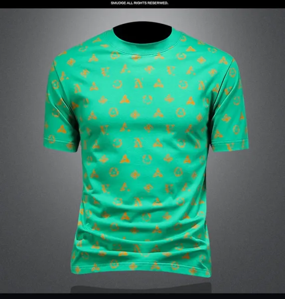 Design All-Over Print Orange Geometric Pattern Gray T-Shirt - 15