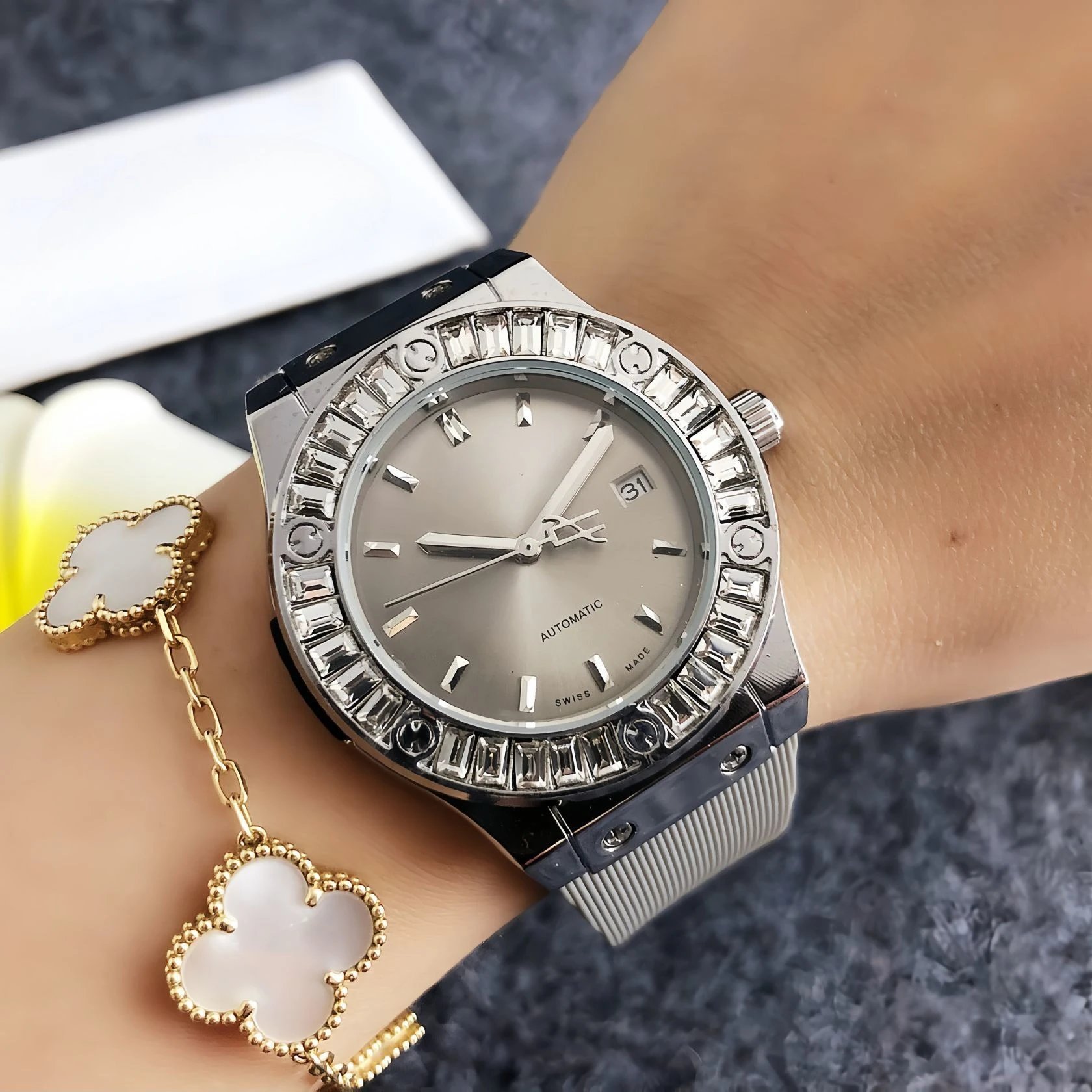 Hublot Classic Fusion Automatic Silver Dial with Baguette-Cut Crystal Bezel Watch Watches - 13