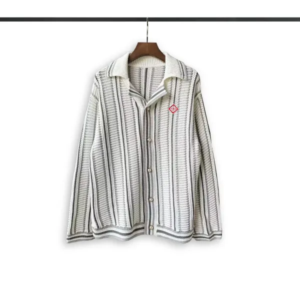 Casablanca Embroidered V-Neck Cardigan Black with Mint Trim - 24