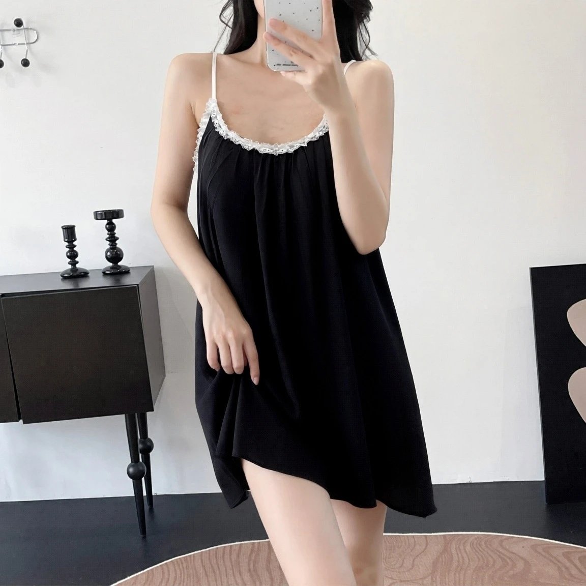 Design Lace-Trimmed Satin Slip Dress in Lilac Sleepwear - 20