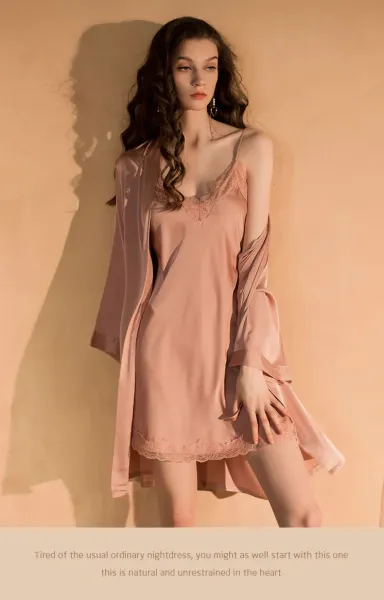 Design 2287D Lace Trim Satin Slip Dress with Removable Pad Sleepwear - 25