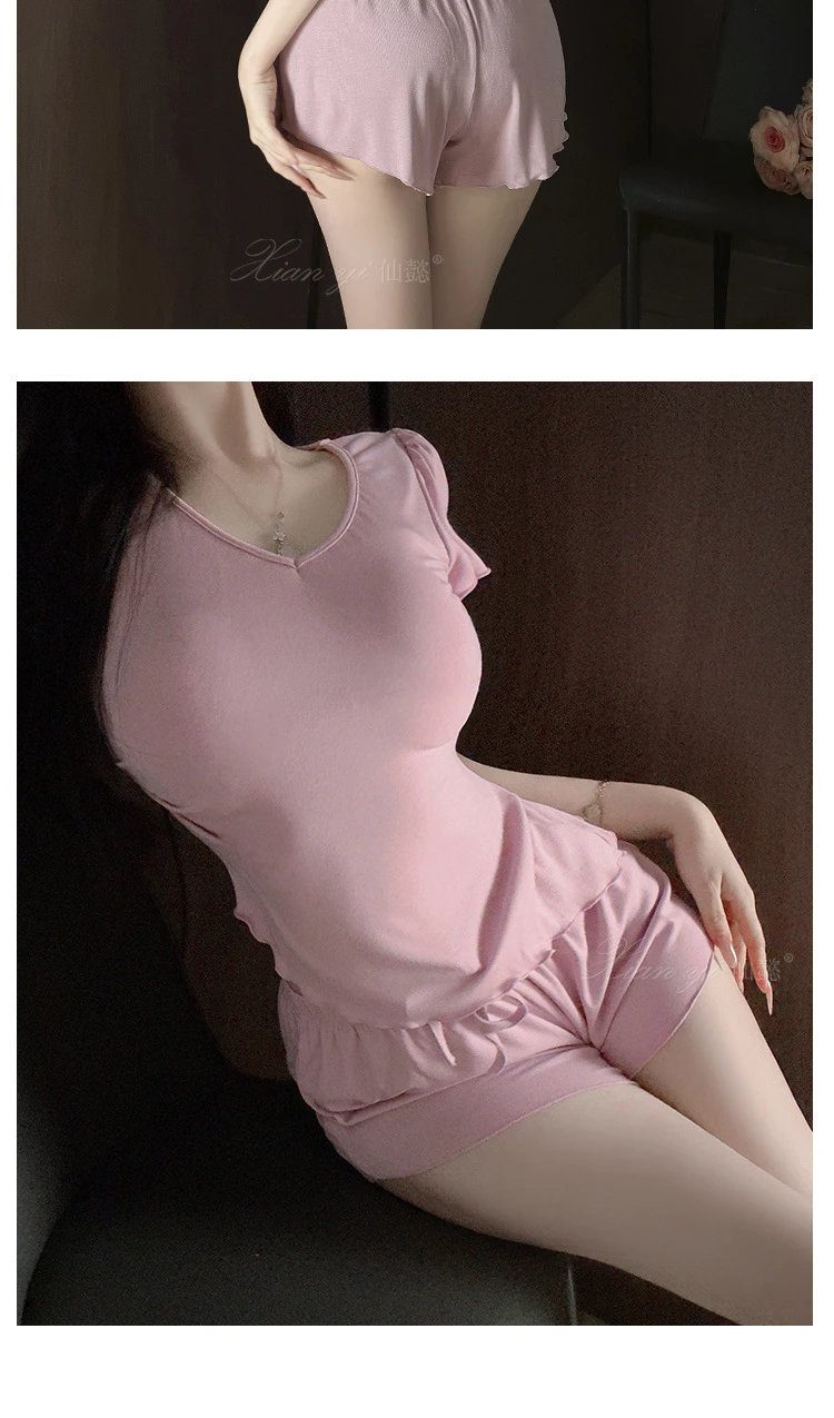 Design Pink Lace-Back Pajama Set Sleepwear - 11