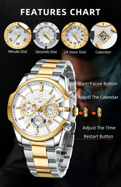 Design Reward VIP Chronograph Navy Blue and Rose Gold Watch Watches - 7