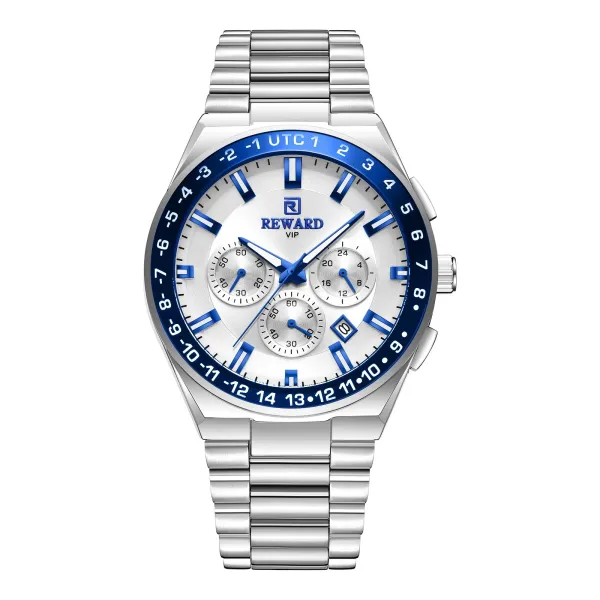 Design Reward VIP Chronograph Blue and Silver Stainless Steel Watch Watches - 1