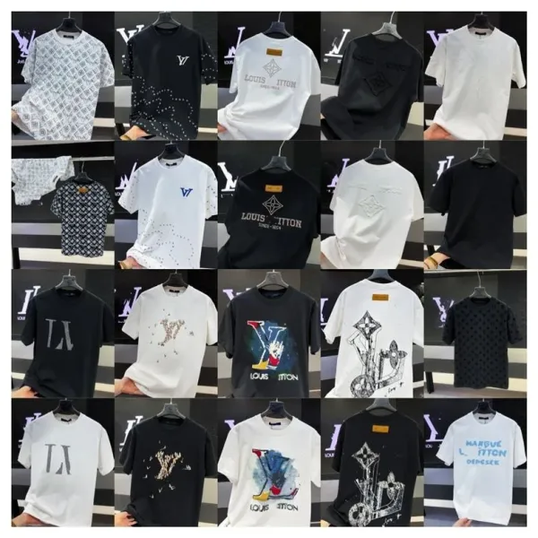 Louis Vuitton LV Logo Embellished Black T-Shirt - 4