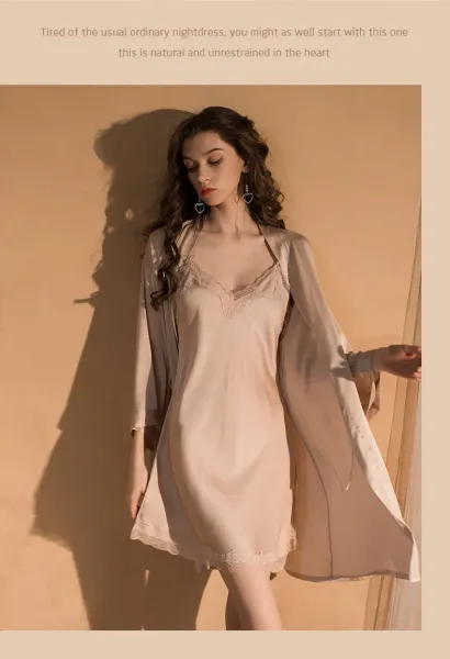 Design 2287D Lace Trim Satin Slip Dress with Removable Pad Sleepwear - 22