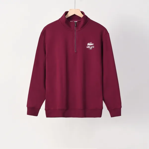 Lacoste Half-Zip Pullover Burgundy Sweatshirt Hoodie - 1